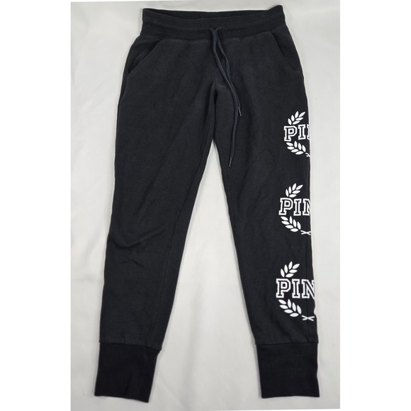 PINK Victoria's Secret Joggers Sweatpants Comfy Lounge Black XS Chic Athleisure‎ - Picture 1 of 9